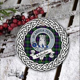 MalColm Scottish Clan Crest and Celtic Tartan Ceramic Ornament Plaid Christmas Ornament Gifts