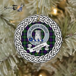 MalColm Scottish Clan Crest and Celtic Tartan Ceramic Ornament Plaid Christmas Ornament Gifts