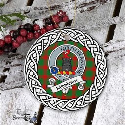 Middleton Scottish Clan Crest and Celtic Tartan Ceramic Ornament Plaid Christmas Ornament Gifts