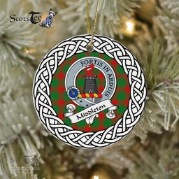 Middleton Scottish Clan Crest and Celtic Tartan Ceramic Ornament Plaid Christmas Ornament Gifts