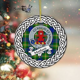 MaiTland Scottish Clan Crest and Celtic Tartan Ceramic Ornament Plaid Christmas Ornament Gifts