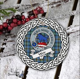 Weir Scottish Clan Crest and Celtic Tartan Ceramic Ornament Plaid Christmas Ornament Gifts
