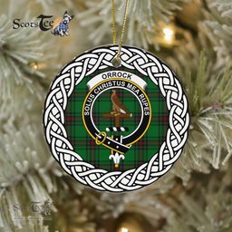 Orrock Scottish Clan Crest and Celtic Tartan Ceramic Ornament Plaid Christmas Ornament Gifts