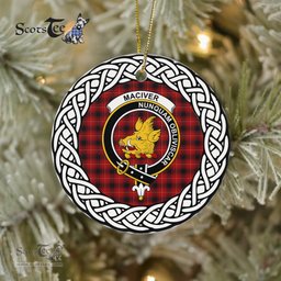 MacIver Scottish Clan Crest and Celtic Tartan Ceramic Ornament Plaid Christmas Ornament Gifts