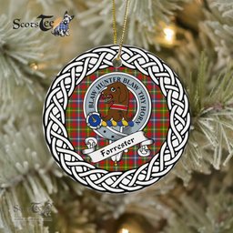 Forrester Scottish Clan Crest and Celtic Tartan Ceramic Ornament Plaid Christmas Ornament Gifts
