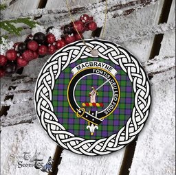 MacBrayne Scottish Clan Crest and Celtic Tartan Ceramic Ornament Plaid Christmas Ornament Gifts