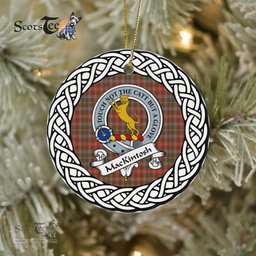 MacKintosh Scottish Clan Crest and Celtic Tartan Ceramic Ornament Plaid Christmas Ornament Gifts