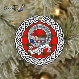 Macdonalds Of Sleat Scottish Clan Crest and Celtic Tartan Ceramic Ornament Plaid Christmas Ornament Gifts