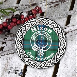 Nixon Scottish Clan Crest and Celtic Tartan Ceramic Ornament Plaid Christmas Ornament Gifts