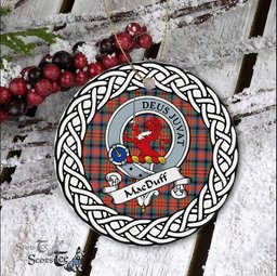 MacDuff Scottish Clan Crest and Celtic Tartan Ceramic Ornament Plaid Christmas Ornament Gifts