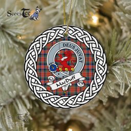 MacDuff Scottish Clan Crest and Celtic Tartan Ceramic Ornament Plaid Christmas Ornament Gifts