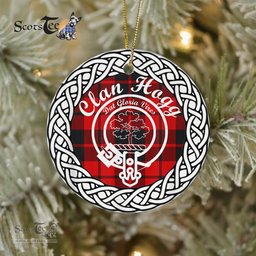 Hogg Scottish Clan Crest and Celtic Tartan Ceramic Ornament Plaid Christmas Ornament Gifts