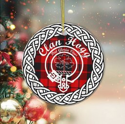 Hogg Scottish Clan Crest and Celtic Tartan Ceramic Ornament Plaid Christmas Ornament Gifts