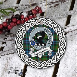 Newlands Scottish Clan Crest and Celtic Tartan Ceramic Ornament Plaid Christmas Ornament Gifts