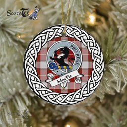 MacFie Scottish Clan Crest and Celtic Tartan Ceramic Ornament Plaid Christmas Ornament Gifts