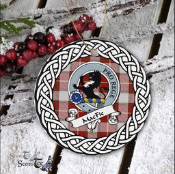 MacFie Scottish Clan Crest and Celtic Tartan Ceramic Ornament Plaid Christmas Ornament Gifts