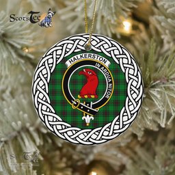 Halkerston Scottish Clan Crest and Celtic Tartan Ceramic Ornament Plaid Christmas Ornament Gifts