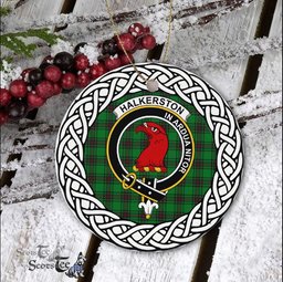Halkerston Scottish Clan Crest and Celtic Tartan Ceramic Ornament Plaid Christmas Ornament Gifts