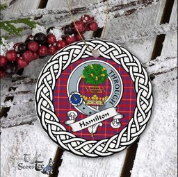 Hamilton Scottish Clan Crest and Celtic Tartan Ceramic Ornament Plaid Christmas Ornament Gifts