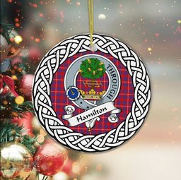 Hamilton Scottish Clan Crest and Celtic Tartan Ceramic Ornament Plaid Christmas Ornament Gifts