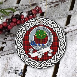 Hog Scottish Clan Crest and Celtic Tartan Ceramic Ornament Plaid Christmas Ornament Gifts