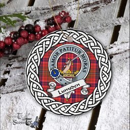 Lumsden Scottish Clan Crest and Celtic Tartan Ceramic Ornament Plaid Christmas Ornament Gifts