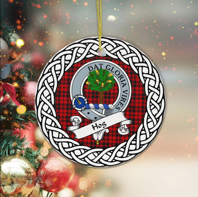 Hog Scottish Clan Crest and Celtic Tartan Ceramic Ornament Plaid Christmas Ornament Gifts