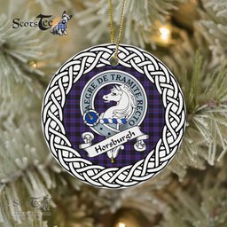 Horsburgh Scottish Clan Crest and Celtic Tartan Ceramic Ornament Plaid Christmas Ornament Gifts