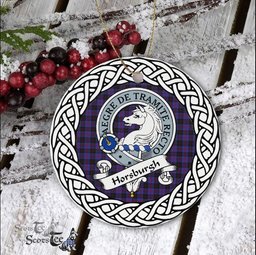 Horsburgh Scottish Clan Crest and Celtic Tartan Ceramic Ornament Plaid Christmas Ornament Gifts