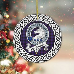 Horsburgh Scottish Clan Crest and Celtic Tartan Ceramic Ornament Plaid Christmas Ornament Gifts