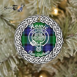 Howie Scottish Clan Crest and Celtic Tartan Ceramic Ornament Plaid Christmas Ornament Gifts