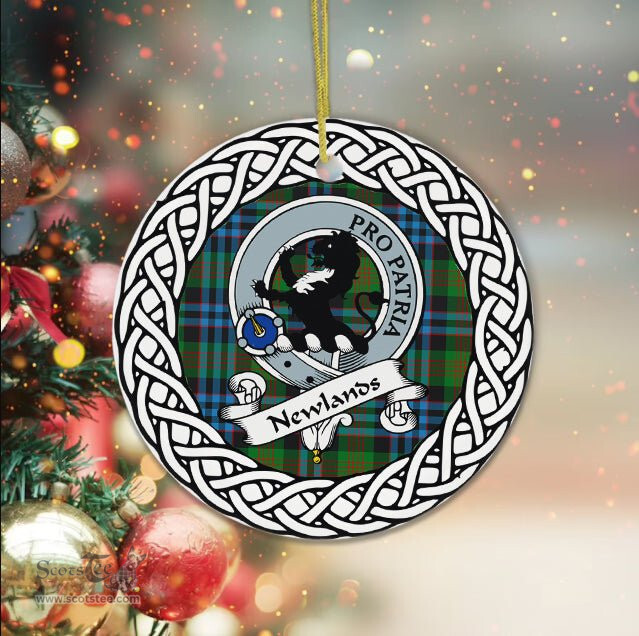Newlands Scottish Clan Crest and Celtic Tartan Ceramic Ornament Plaid Christmas Ornament Gifts