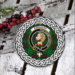 Kirkcaldy Scottish Clan Crest and Celtic Tartan Ceramic Ornament Plaid Christmas Ornament Gifts