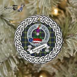 Fergusson Scottish Clan Crest and Celtic Tartan Ceramic Ornament Plaid Christmas Ornament Gifts