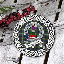 Fergusson Scottish Clan Crest and Celtic Tartan Ceramic Ornament Plaid Christmas Ornament Gifts