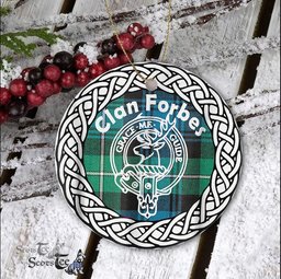 Forbes Ancient Scottish Clan Crest and Celtic Tartan Ceramic Ornament Plaid Christmas Ornament Gifts
