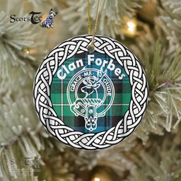 Forbes Ancient Scottish Clan Crest and Celtic Tartan Ceramic Ornament Plaid Christmas Ornament Gifts