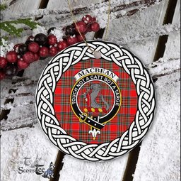 MacBean Scottish Clan Crest and Celtic Tartan Ceramic Ornament Plaid Christmas Ornament Gifts