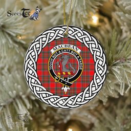 MacBean Scottish Clan Crest and Celtic Tartan Ceramic Ornament Plaid Christmas Ornament Gifts