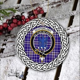 Ochterlony Scottish Clan Crest and Celtic Tartan Ceramic Ornament Plaid Christmas Ornament Gifts