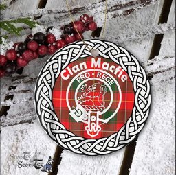 MacFie Ancient Scottish Clan Crest and Celtic Tartan Ceramic Ornament Plaid Christmas Ornament Gifts