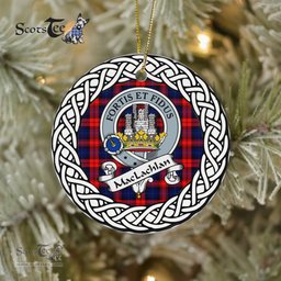 MacLachlan Scottish Clan Crest and Celtic Tartan Ceramic Ornament Plaid Christmas Ornament Gifts