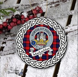 MacLachlan Scottish Clan Crest and Celtic Tartan Ceramic Ornament Plaid Christmas Ornament Gifts