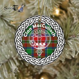 MacCulloch Scottish Clan Crest and Celtic Tartan Ceramic Ornament Plaid Christmas Ornament Gifts