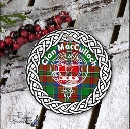 MacCulloch Scottish Clan Crest and Celtic Tartan Ceramic Ornament Plaid Christmas Ornament Gifts