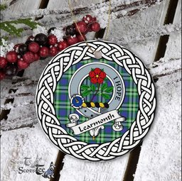 Learmonth Scottish Clan Crest and Celtic Tartan Ceramic Ornament Plaid Christmas Ornament Gifts