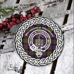 MacDonald Of Clanranald Scottish Clan Crest and Celtic Tartan Ceramic Ornament Plaid Christmas Ornament Gifts