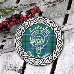 Lockerbie Scottish Clan Crest and Celtic Tartan Ceramic Ornament Plaid Christmas Ornament Gifts