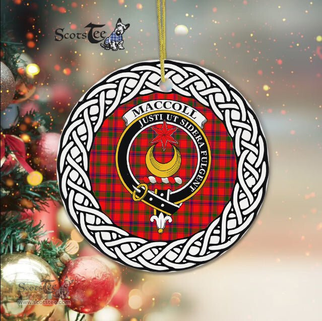 MacColl Scottish Clan Crest and Celtic Tartan Ceramic Ornament Plaid Christmas Ornament Gifts