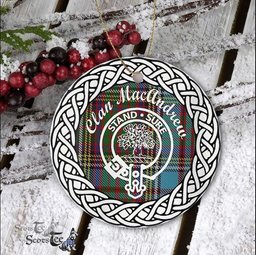 MacAndrew Scottish Clan Crest and Celtic Tartan Ceramic Ornament Plaid Christmas Ornament Gifts